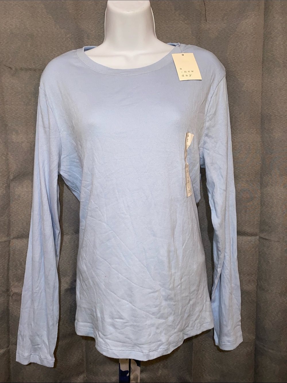 a new day Pale Blue Long-Sleeve Crewneck Tee